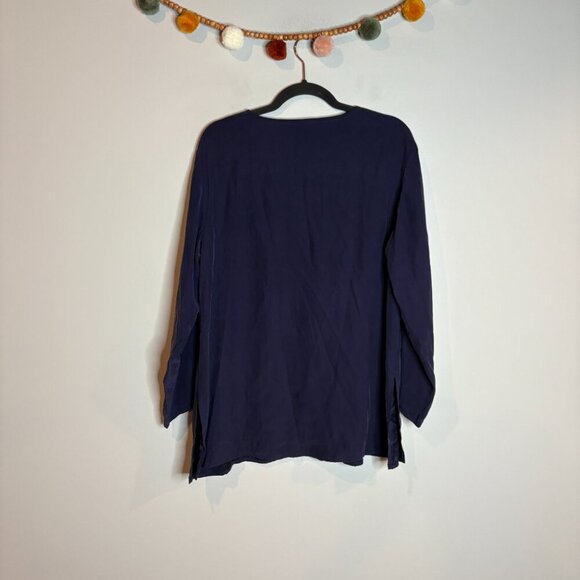 Eileen Fisher navy blue button cardigan top - Picture 4 of 4